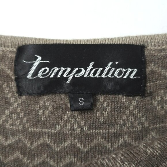 Temptation Women's Dress Cream Taupe Jacquard Knit Acrylic Wool Blend Size S - Picture 8 of 15